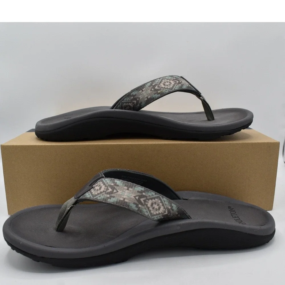 Pendleton Mens Size 10 Gray Blue Southwestern Flip Flop Sandals Thongs Shoes